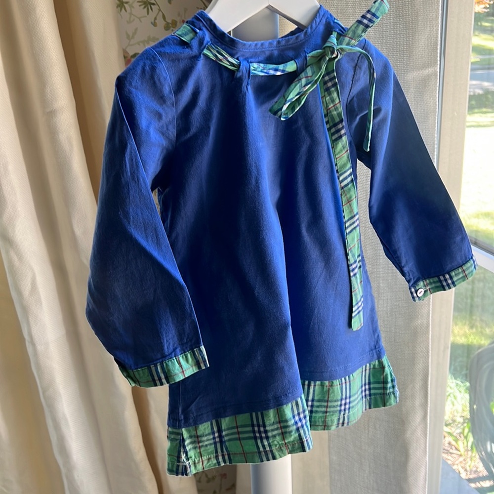 The Oaks Apparel Blue & Green plaid shift dress, size 3